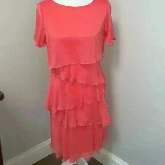 Tahari Dresses & Skirts - TAHARI Soft Coral Women’s Ruffled Fully Lined Dress (NWT) Size 6